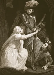 La captura de Mortimer, grabado por J. Fittler, ilustración de 