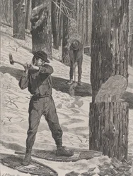 Explotación forestal en invierno, Every Saturday, Vol. II, Nueva Serie, 28 de enero de 1871