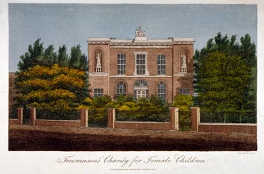 La escuela benéfica de los masones para niñas, Westminster Bridge Road, Lambeth, Londres, 1814