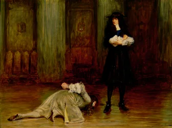 El duque de Monmouth suplicando por su vida ante Jacobo II