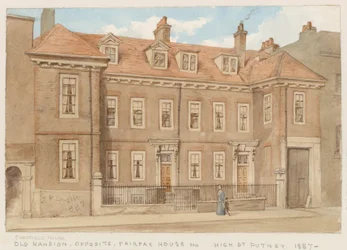 Casa Chatfield, frente a la Casa Fairfax, High Street, Putney, 1887