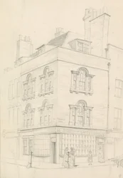 Casa en la esquina de Red Lion Street y Theobalds Road, frente a Lamb