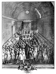 Interior de la Cámara de los Lores, Westminster, en 1742, c1902-1905