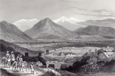 Cabul desde el Bala Hissar, grabado por J. Stephenson, c.1870