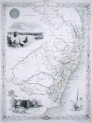 Nueva Gales del Sur, de una serie de mapas mundiales publicados por John Tallis & Co., Londres y Nueva York