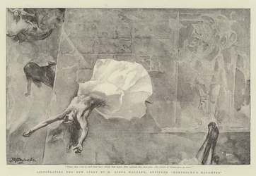 Ilustrando la nueva historia de H. Rider Haggard, titulada La hija de Moctezuma