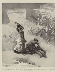 Ilustrando la nueva historia de H Rider Haggard, titulada La hija de Moctezuma