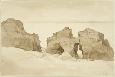 Rocas en el lado norte de Flat Holm [Castle Rock]