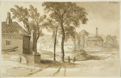 Vista cerca de Mardyke, Limekiln Lane Glasshouse, desde el lado sur del puerto, c.1820