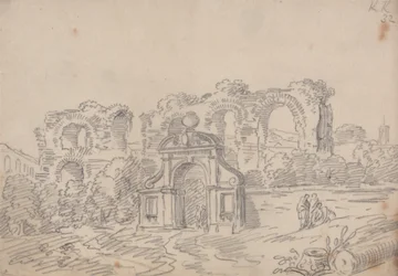 Arco barroco y ruinas del acueducto romano