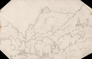 Vista a la montaña con edificios
