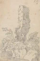 Roca perpendicular y árboles