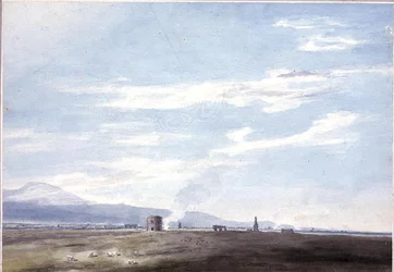 Restos sepulcrales en la Campagna cerca de Roma, c.1783 (acuarela sobre lápiz sobre papel)