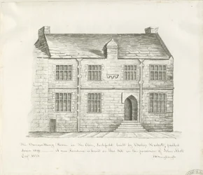 Lichfield - Sala de Banquetes en The Close: dibujo en sepia, nd [principios del siglo XIX]