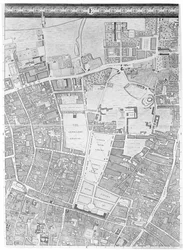 Un mapa de Moorfields y Hoxton, Londres, 1746