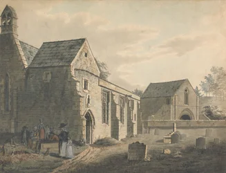 Iglesia, cementerio y figuras (El cementerio)