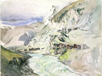 Un Valle Alpino: El Matterhorn en la Distancia