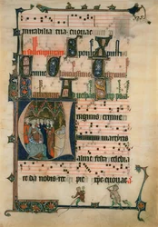 Copia de una página del Antifonario de Beaupre, siglo XIX