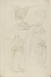 Dibujo de Abraham separándose de los ángeles de Benozzo Gozzoli, 1845