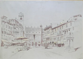 Estudio (detalle) de la Piazza delle Erbe, Verona