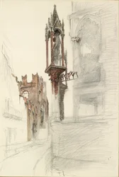 Estudio de un nicho que rodea la tumba de Cansignorio della Scala en Verona, 1869