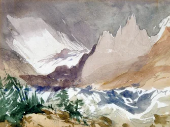 Paisaje montañoso suizo, siglo XIX