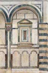 El Baptisterio, Florencia: Estudio de la parte superior del compartimento derecho en la fachada suroeste