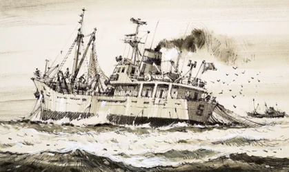 Un pesquero soviético en el Mar del Norte