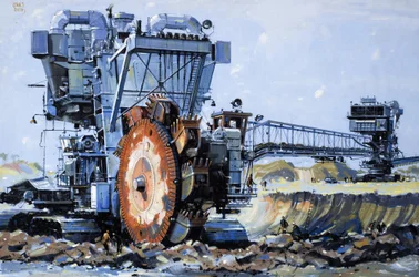 Convertir el desierto en tierra de abundancia, ilustración de "Mighty Machines".