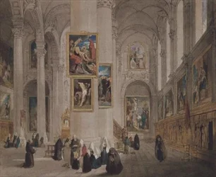 Interior de una iglesia en St. Rombaut Malines