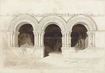 Arcos en el lado oeste del claustro de St. Georges de Boscherville, cerca de Rouen, Normandía, c.1818