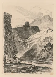 Liber Studiorum: Placa 12, Castillo Dolbadern, Lago Llanberris, Gales del Norte