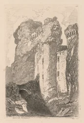 Liber Studiorum: lámina 24, castillo de Ragland, Monmouthshire