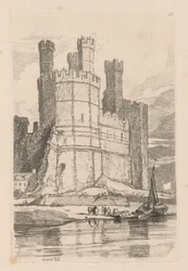 Libro de estudios: Lámina 28, Castillo de Caernarvon, Gales del Norte