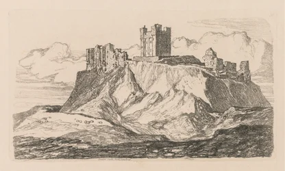 Liber Studiorum: Placa 30, Castillo de Bambro, Northumberland, 1838