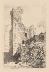 Liber Studiorum: Placa 32, Castillo de Caernarvon, Gales del Norte, 1838