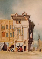 Casas antiguas, con figuras, c. 1836