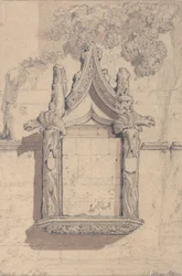 Escultura sobre una casa del lado norte de la catedral de Bayeux