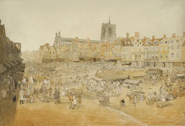 La Plaza del Mercado, Norwich, tomada desde Mr. Coopers, 1807