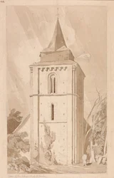 Torre de la iglesia del pueblo de Saint Maclou, Normandía