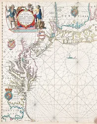 Carta de las costas marítimas de Nueva Inglaterra, Nueva Jersey, Virginia, Maryland y Carolina, desde Cabo Cod hasta Cabo Hatteras.