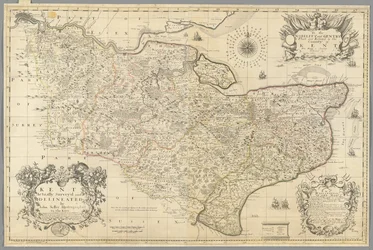 Kent, topografiado y delineado por John Seller, c.1680 (grabado)
