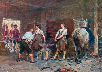 1746: Después de Culloden: Caza de rebeldes (litografía en color)