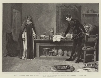 Ilustrando la nueva Historia de H Rider Haggard, titulada La Hija de Moctezuma