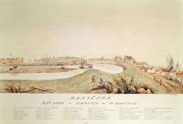 Manitoba, mostrando una estación comercial de la Compañía de la Bahía de Hudson, 1871