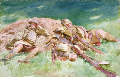 Highlanders descansando en el frente, 1918