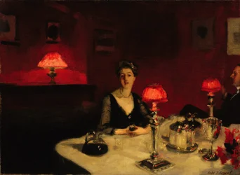 "" Una mesa de cena en la noche "" Pintura de John Singer Sargent (1856-1925) 1884 Museos de Bellas Artes de San Francisco Californie