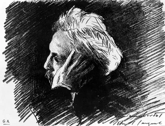 Retrato de Gabriel Fauré (1845 - 1924), compositor francés. Carbón por su amigo John Singer Sargent (1898).