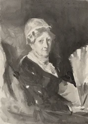 Retrato de la Sra. Frederick Mead con un ventilador