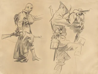 Estudios para Gassed [recto], 1918-1919